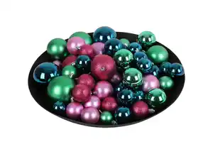 Weihnachtsbaumkugeln 60er-Set Fuchsia/Grün/Blau