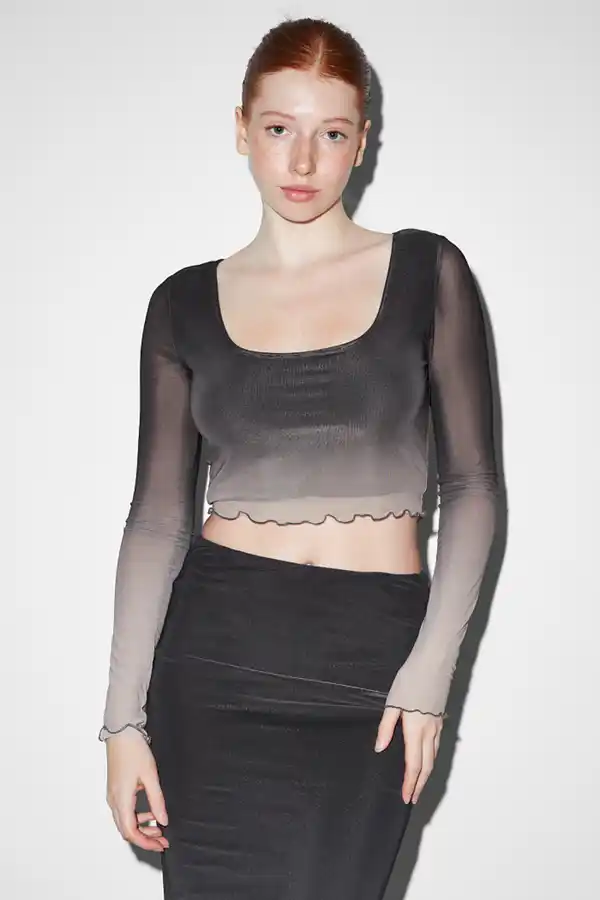 Bild 1 von C&A CLOCKHOUSE-Crop Langarmshirt, Schwarz, Größe: XS