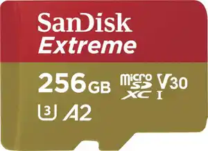 Sandisk Extreme microSDXC 256GB 190MB/s A2 C10 V30 UHS + SD Adapter