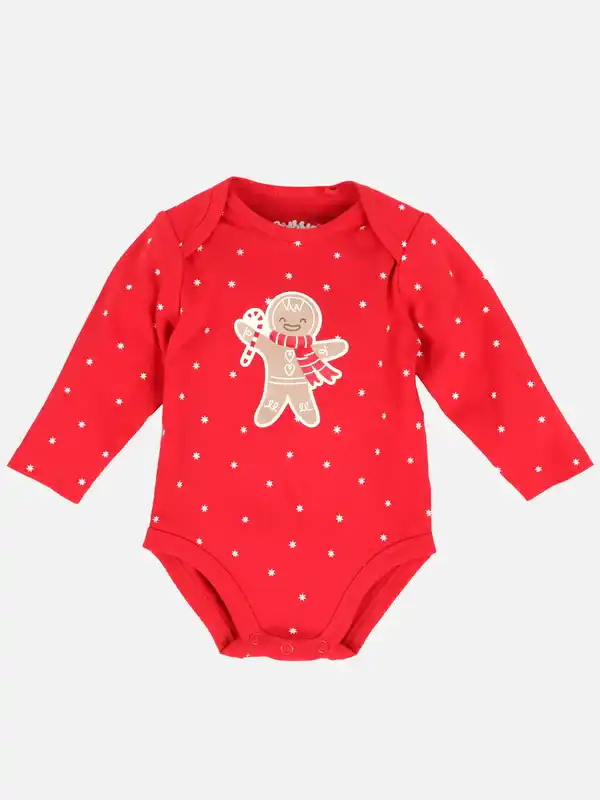 Bild 1 von Baby Weihnachtsbody mit Lebkuchenprint Rot