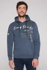 CAMP DAVID Kapuzensweatshirt mit Label-Applikationen, Blau