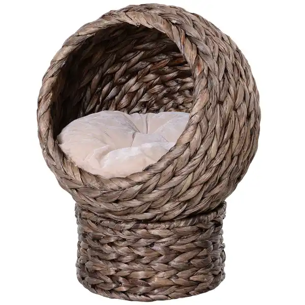 Bild 1 von Rattan Katzenkorb Katzenhöhle Katzenbett mit Kissen Dunkelbraun