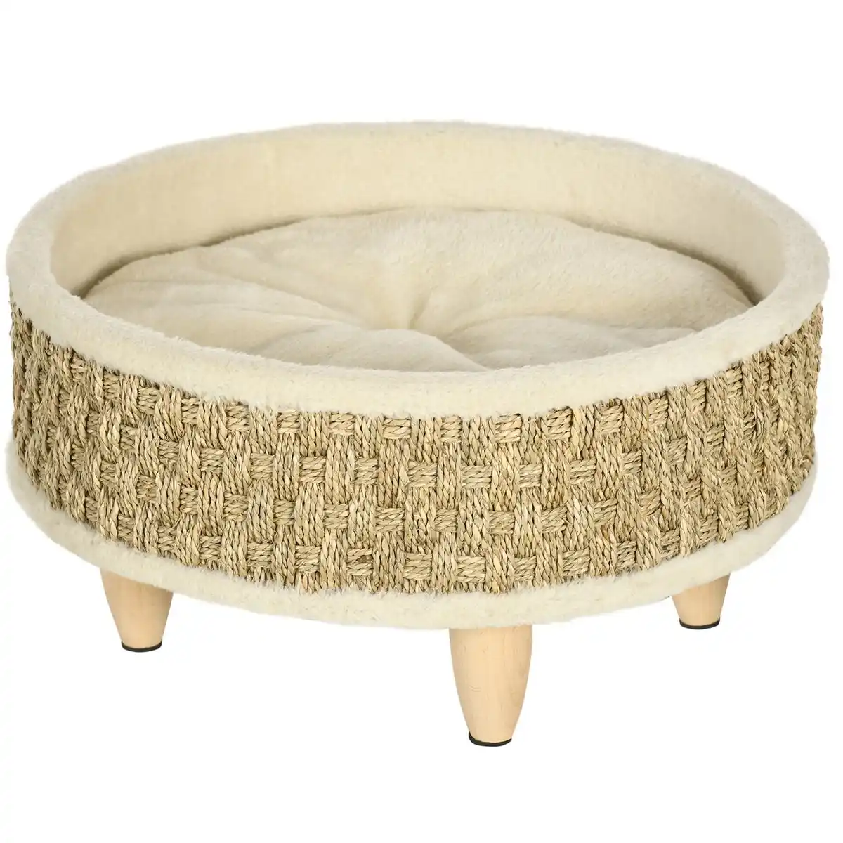 Bild 2 von Hundebett, Erhöhtes Hundeliege mit Kissen, Katzenbett, Haustierbett, Rund