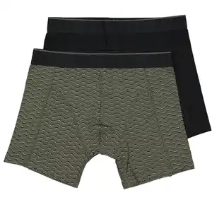 Herren Boxershorts Extralang 2er-Pack, Dunkelgrün, S