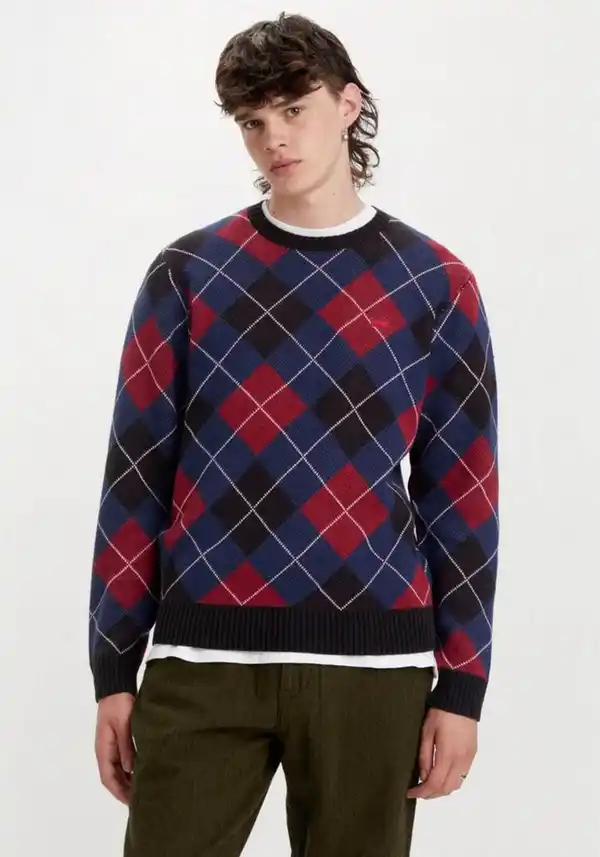 Bild 1 von Levi's® Rundhalspullover ORIGINAL HM SWEATER in klassischem Argyle-Muster, Blau