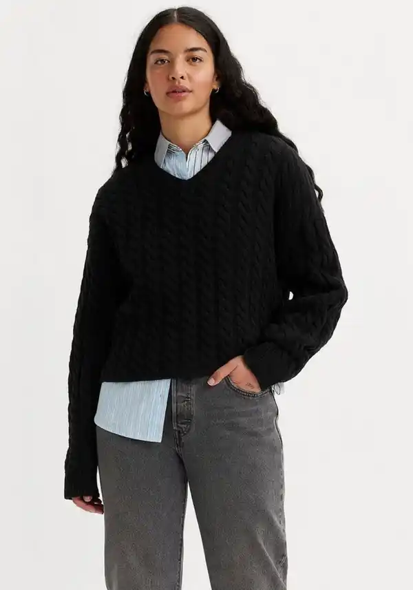 Bild 1 von Levi's® Strickpullover RAE SWEATER NEUTRALS in Zopfstrick Muster, Schwarz