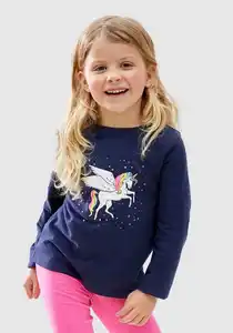 KIDSWORLD Langarmshirt mit süßem Einhorn Druck, Blau