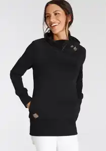 Ragwear Sweatshirt ANGELLIKA O mit asymmetrischem Schalkragen, Schwarz