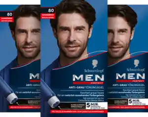 Schwarzkopf Men Perfect Anti-Grau-Tönungs-Gel 80 Schwarzbraun 3er Vorteilsset