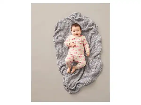 Bild 4 von lupilu® Baby Velours-Pyjama, mit Schulterknöpfung