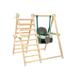 TP-Toys Holz-Kletterdreieck 'Active Tots' natur mit Schaukel 101 x 84 x 101 cm