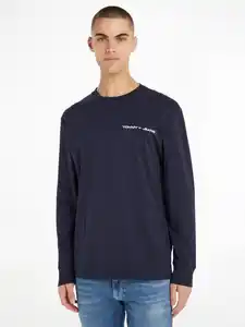 Tommy Jeans Langarmshirt TJM CLSC LINEAR CHEST L/S TEE, Blau