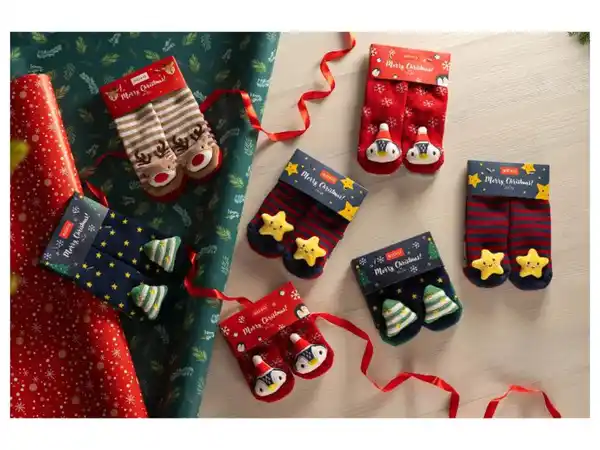Bild 3 von Saxoline Baby Rassel-Socken, 2 Paar, winterliche Muster