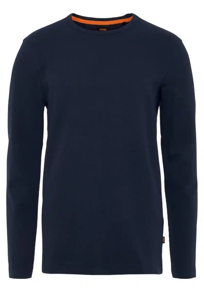 Bild 1 von BOSS ORANGE Langarmshirt mit Kontrastband im Kragen, Blau