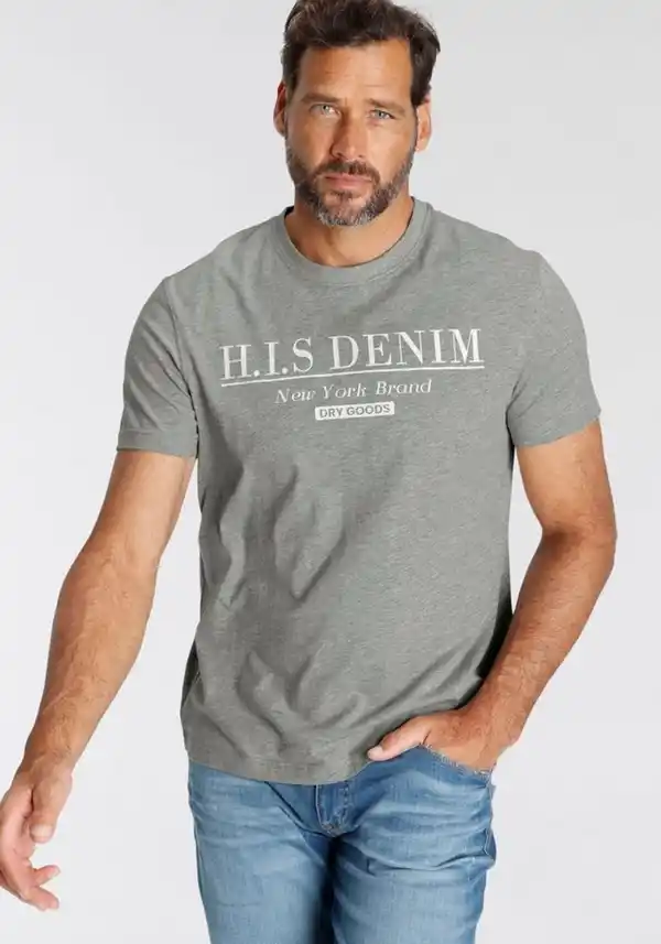 Bild 1 von H.I.S T-Shirt mit Logo-Print vorne, Grau