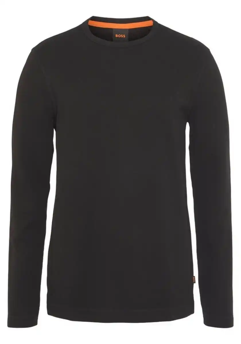 Bild 1 von BOSS ORANGE Langarmshirt mit Kontrastband im Kragen, Schwarz