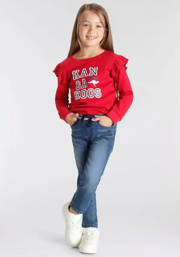 Bild 1 von KangaROOS Sweatshirt Glitter mit Rüschen an den Ärmeln, Rot