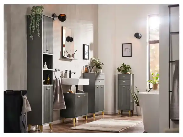 Bild 2 von LIVARNO home Waschbecken-Unterschrank, mit Wellenoptik,  2 Sets