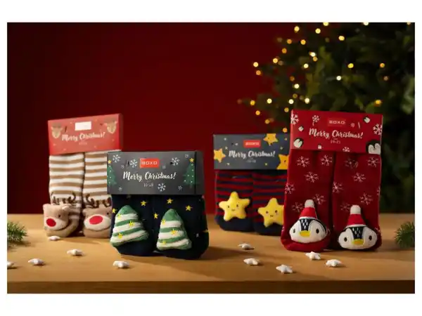 Bild 4 von Saxoline Baby Rassel-Socken, 2 Paar, winterliche Muster