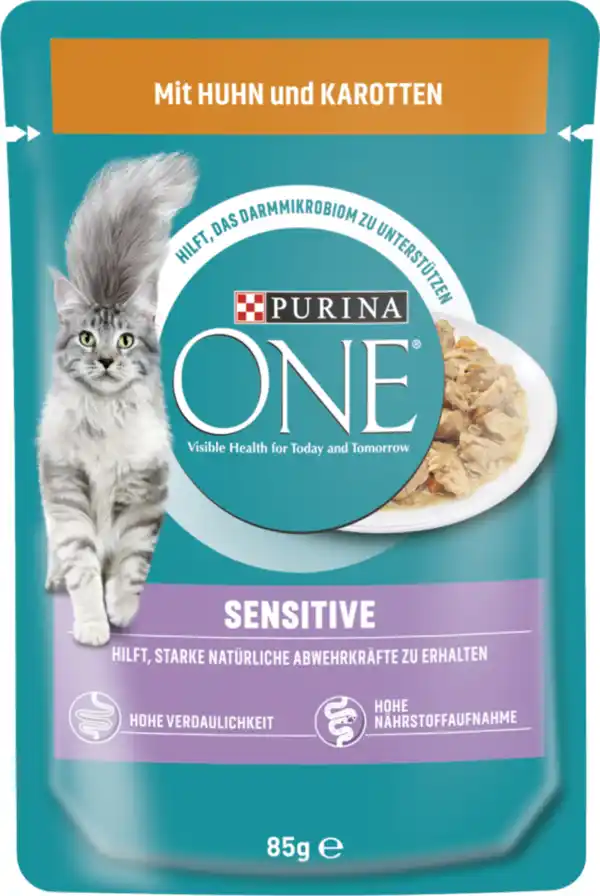 Bild 1 von Purina ONE Sensitiv zarte Stückchen in Sauce mit Huhn & Karotten, 85 g