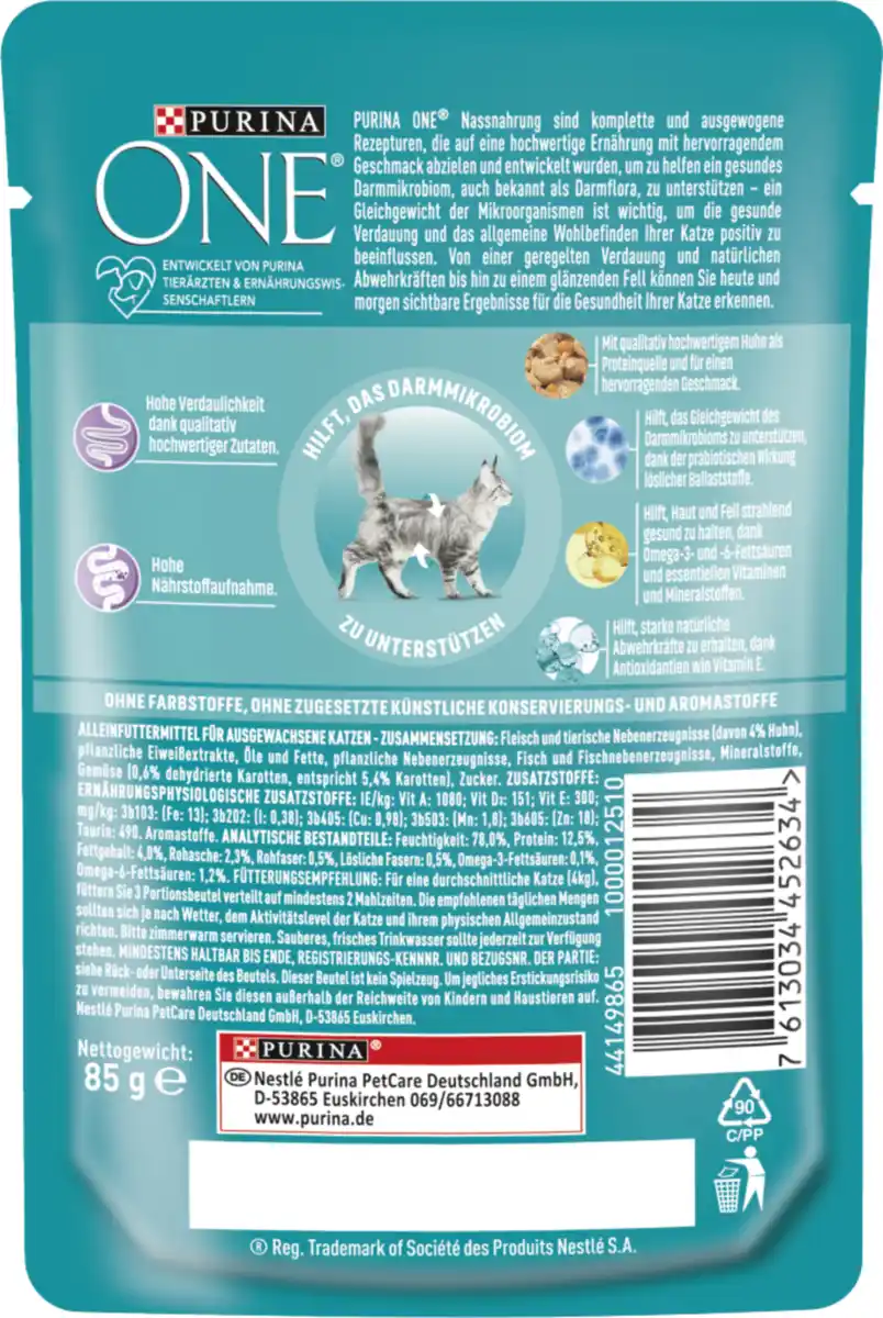 Bild 2 von Purina ONE Sensitiv zarte Stückchen in Sauce mit Huhn & Karotten, 85 g