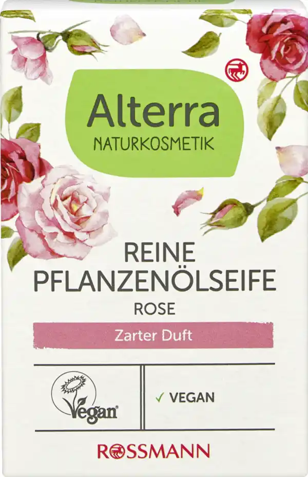 Bild 1 von Alterra NATURKOSMETIK reine Pflanzenölseife Rose, 100 g