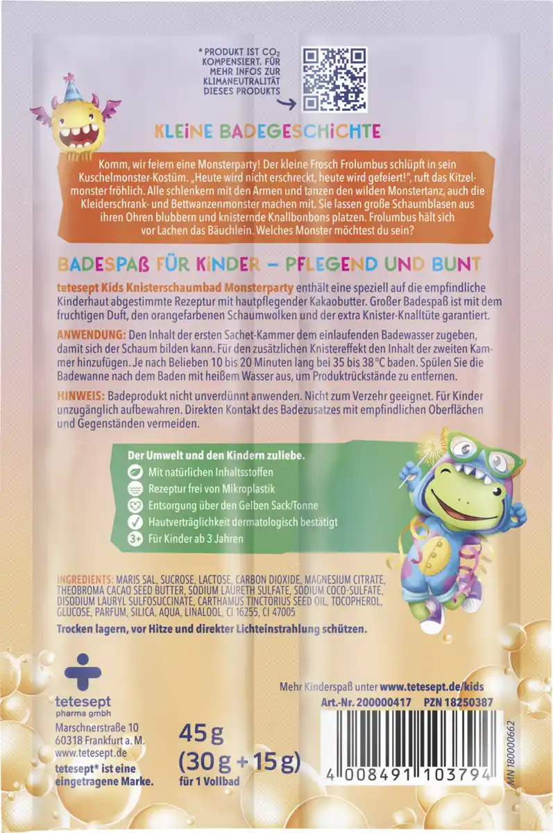 Bild 2 von tetesept Kinder Badespaß Kids Knisterschaumbad Monsterparty, 45 g