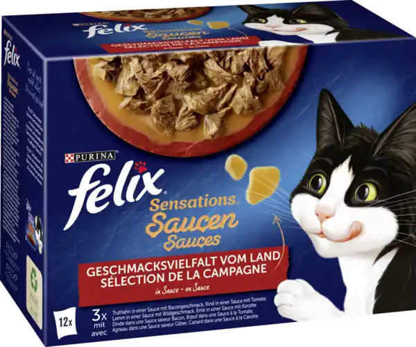 Bild 1 von Felix Sensations Saucen Geschmacksvielfalt vom Land Katzennassfutter Multipack, 1.020 g