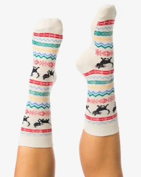 Bild 3 von Damen-Weihnachtssocken, Nordic, Takkie eierschalenfarben