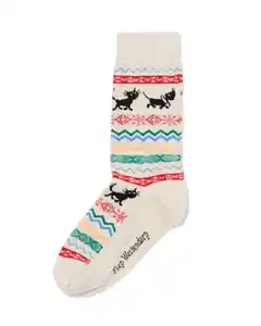 Damen-Weihnachtssocken, Nordic, Takkie eierschalenfarben