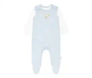 Steiff 2 Baby-Strampler, hellblau