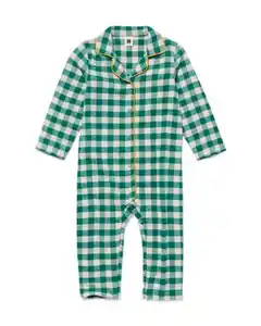 Karierter Baby-Flanell-Pyjama War Child grün