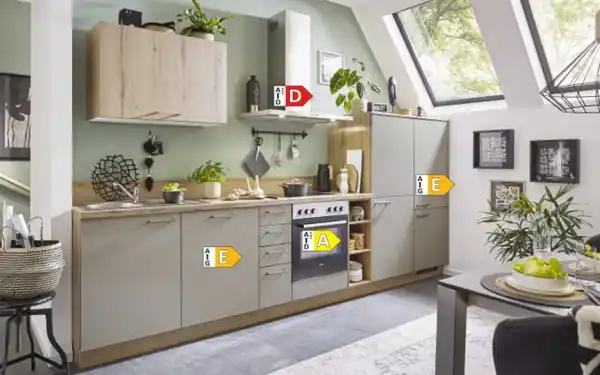 Bild 4 von Einbauküche Clean/Plan, creme/Eiche astig Nachbildung, inkl. Elektrogeräte