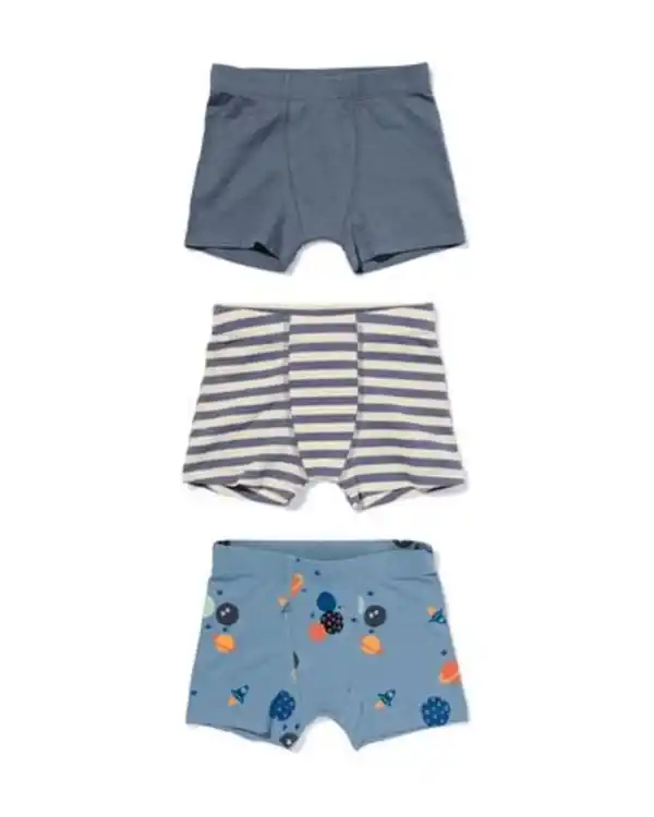 Bild 1 von Kinder-Boxershorts Stretch-Baumwolle Weltall – 3 Stück dunkelgrau