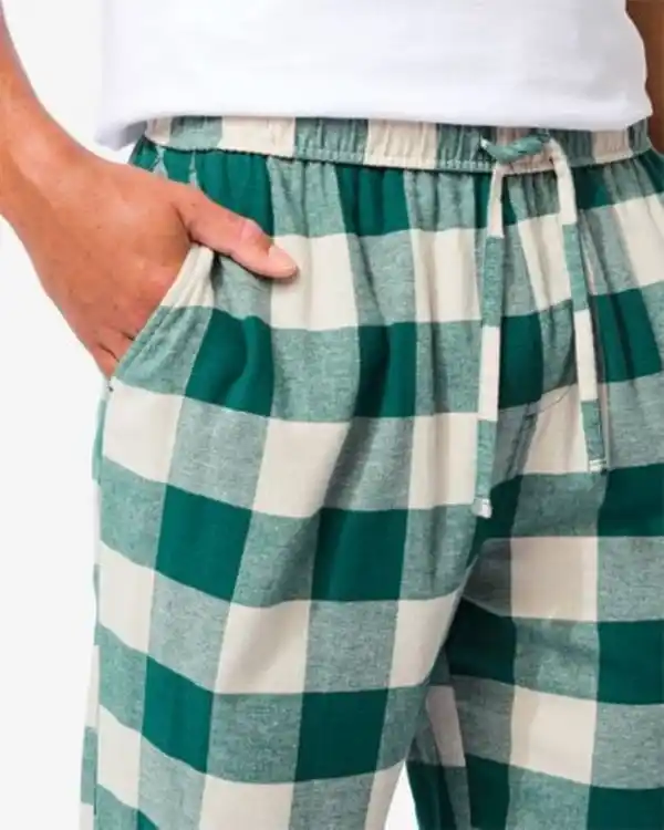 Bild 3 von Herren-Flanellpyjamahose kariert dunkelgrün