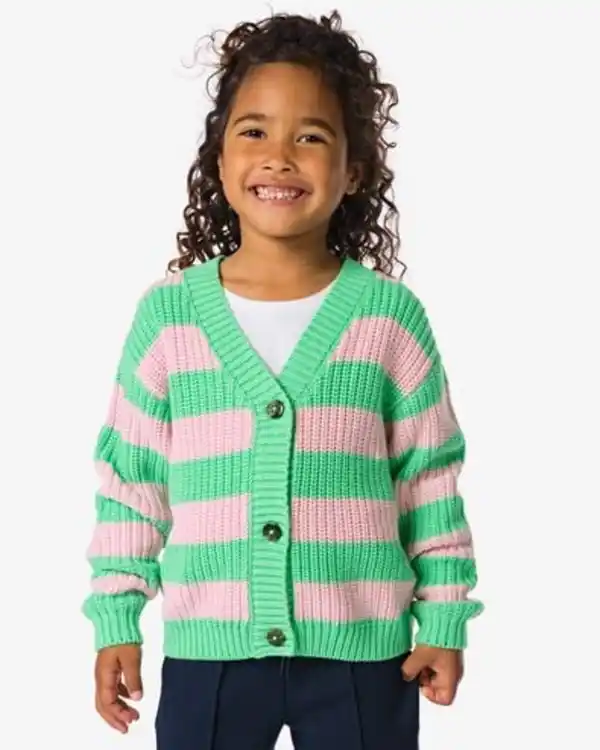 Bild 1 von Kinder-Strickjacke gestreift grün