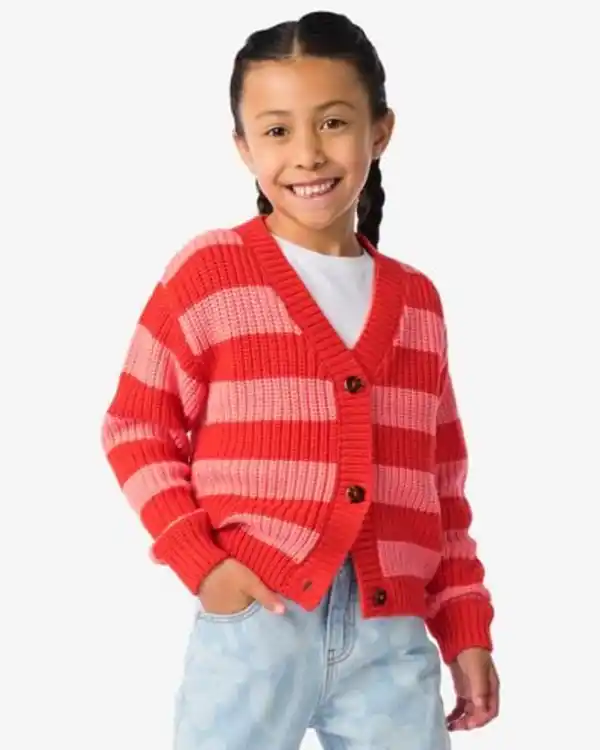 Bild 1 von Kinder-Strickjacke gestreift rot