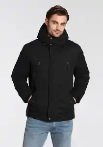 ALPENBLITZ Outdoorjacke "Östersund" mit abnehmbarer Kapuze und lange RV Taschen, Schwarz