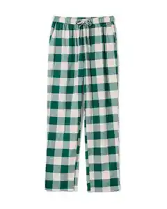 Herren-Flanellpyjamahose kariert dunkelgrün