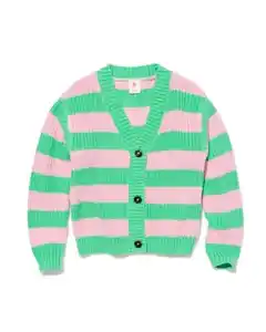 Kinder-Strickjacke gestreift grün