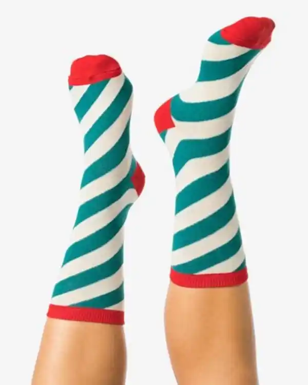 Bild 3 von Socken Weihnachten, Streifen eierschalenfarben
