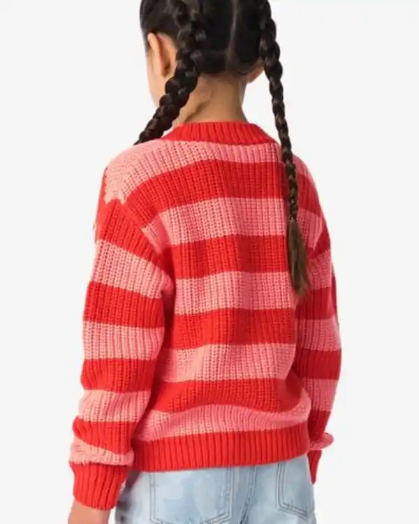 Bild 3 von Kinder-Strickjacke gestreift rot