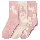 Bild 1 von 3 Paar Mädchen Socken mit Einhorn-Motiven HELLROSA / CREMEWEISS