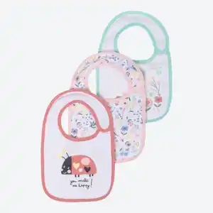 Baby-Mädchen-Lätzchen mit süßen Motiven, 3er-Pack, Light-rose