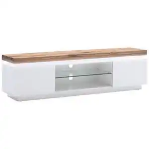 Xxxl Tv-Element Romina, Weiß, Eiche, Holz, Holzwerkstoff, Eiche, massiv, 1 Fächer, 175x49x40 cm, Wohnzimmer, TV Möbel, TV-Elemente