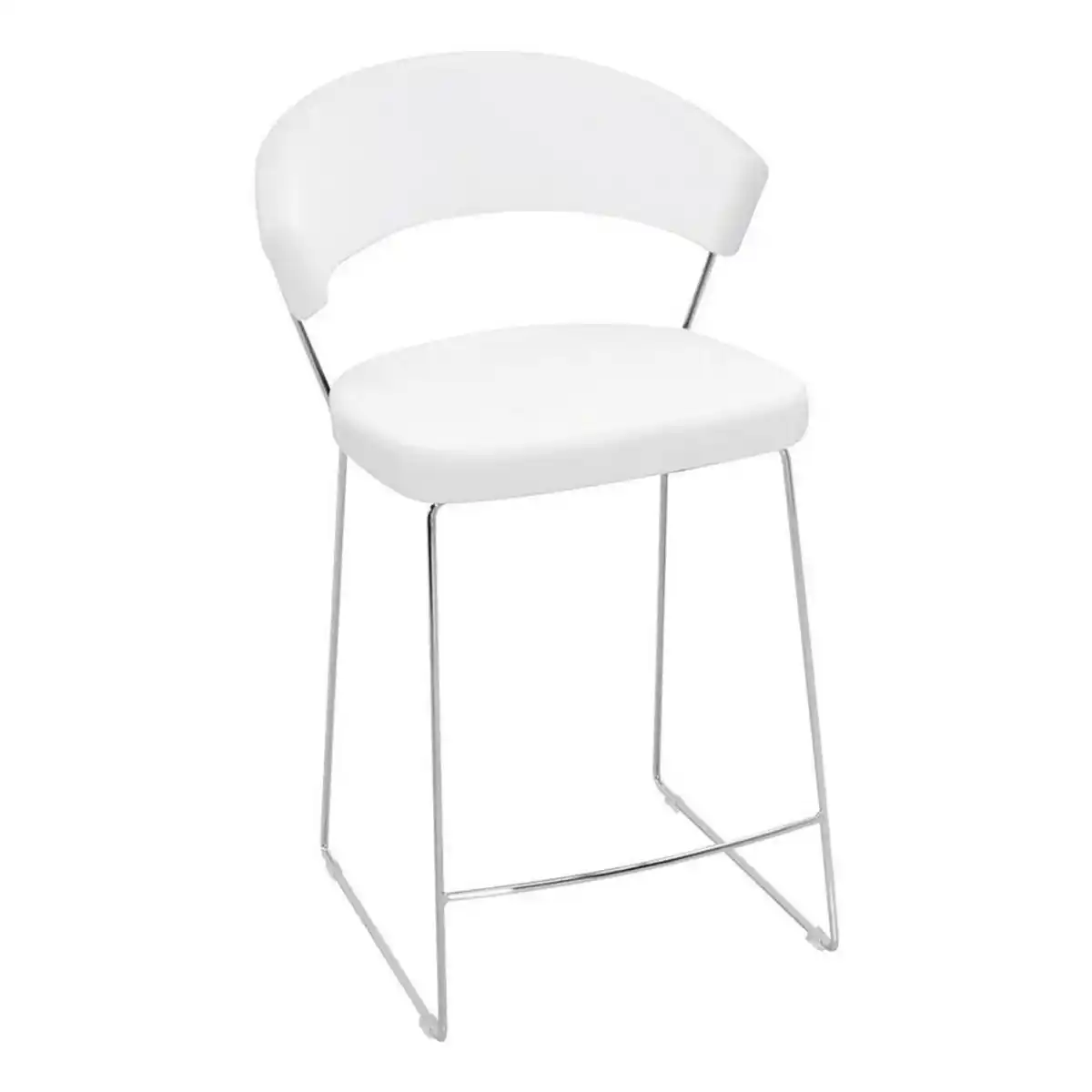 Bild 1 von Connubia  Barhocker, Weiß, Chrom, Metall, Leder, Echtleder, Rindleder, Kufe, 57x91x55 cm, Lederauswahl, Esszimmer, Barmöbel, Barhocker