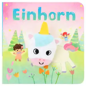 Baby Fingerpuppenbuch Einhorn WEISS / BUNT