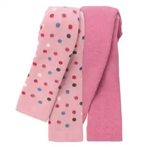 2 Mädchen Leggings mit Frottee ROSA / DUNKELROSA