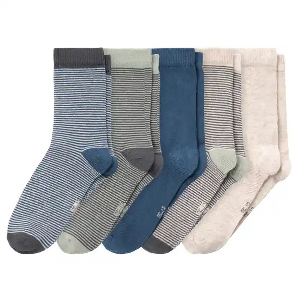 Bild 1 von 5 Paar Jungen Socken in verschiedenen Dessins BLAU / GRAU / BEIGE