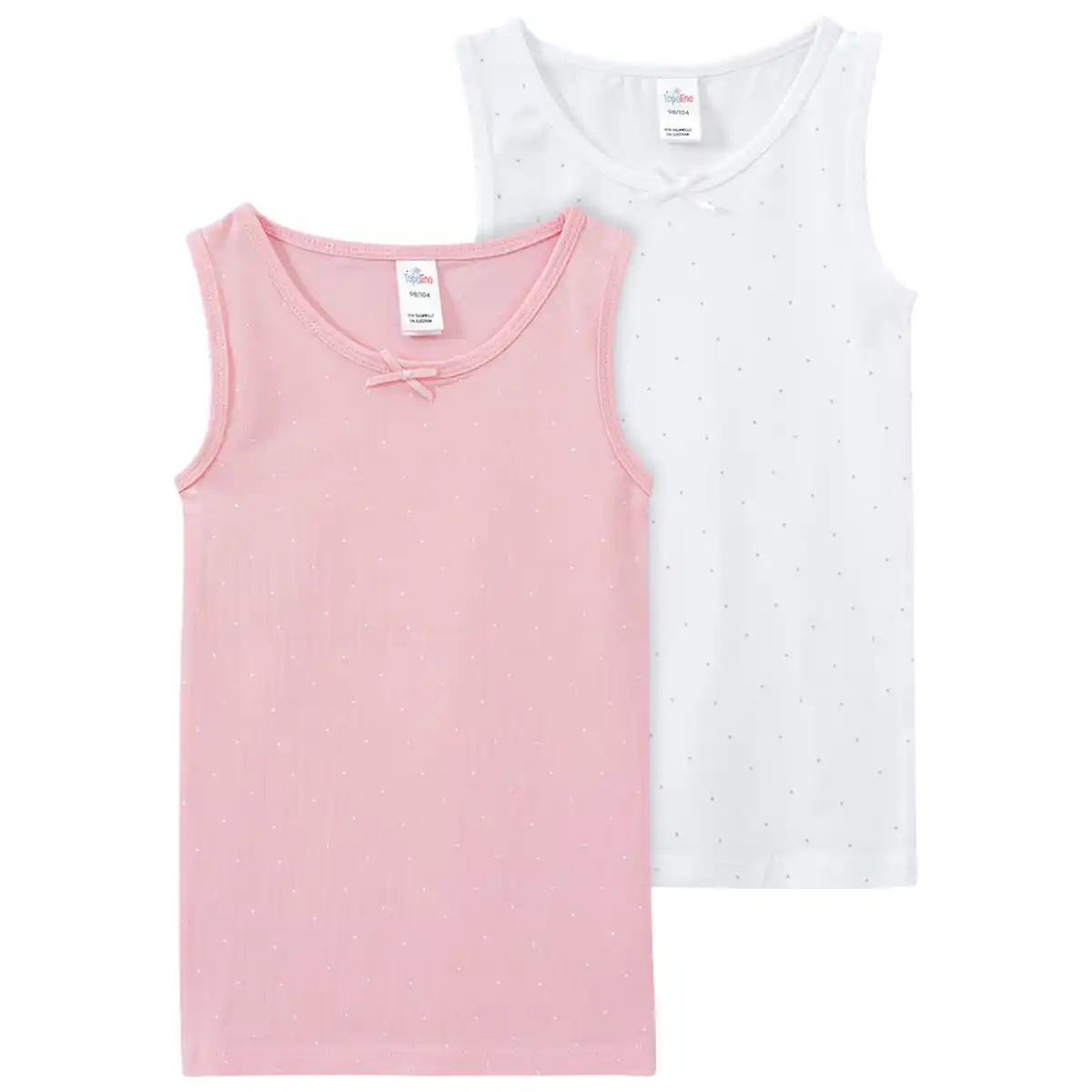 Bild 1 von 2 Mädchen Unterhemden mit Punkten ROSA / WEISS